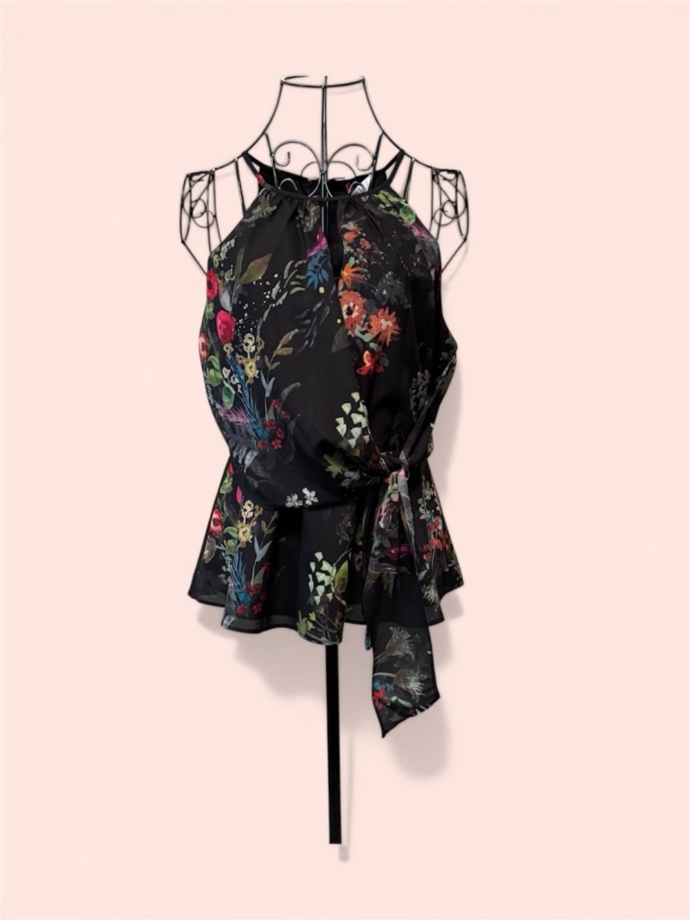 Parker, Multicolor Floral Wrap Tank Blouse - Size L - Dry Clean Only